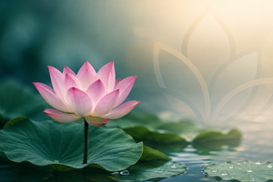 Dreamy Pink Lotus on Calm Water